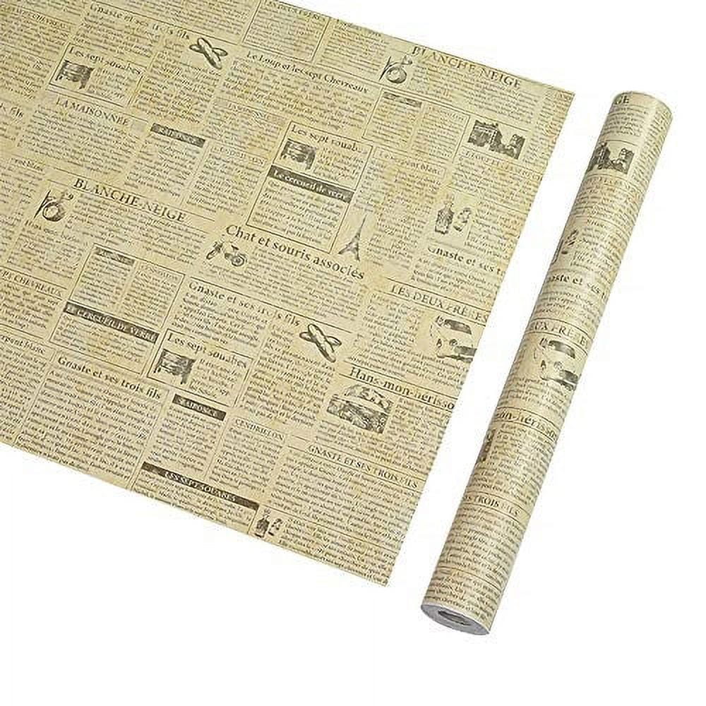 Contact Sticker Countertop 17.7 Newspaper Inch 9.8 Retro Shelf SimpleLife4U By Beige Paper Self-Adhesive Liner Feet