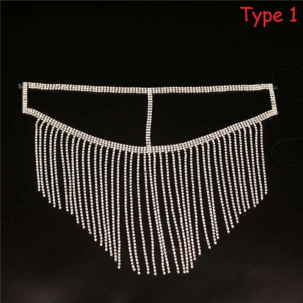 Mask Accessories Rhinestone Crystal Tussle Face Women Jewelry Halloween