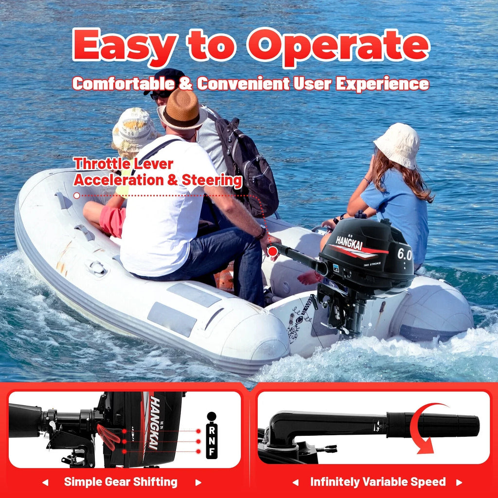 Engine CNCEST Inflatable Outboard 2-Stroke System Water Boat Motor Fishing Motor Hp 6 Cooling
