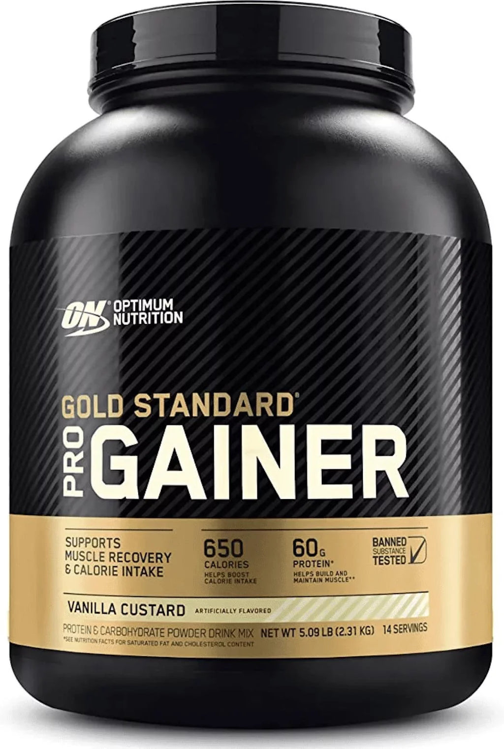 Vanilla Standard Optimum Protein 60 14 Protein, Custard, lb, Nutrition, Servings Powder, 5.09 Gainer Pro Gold g