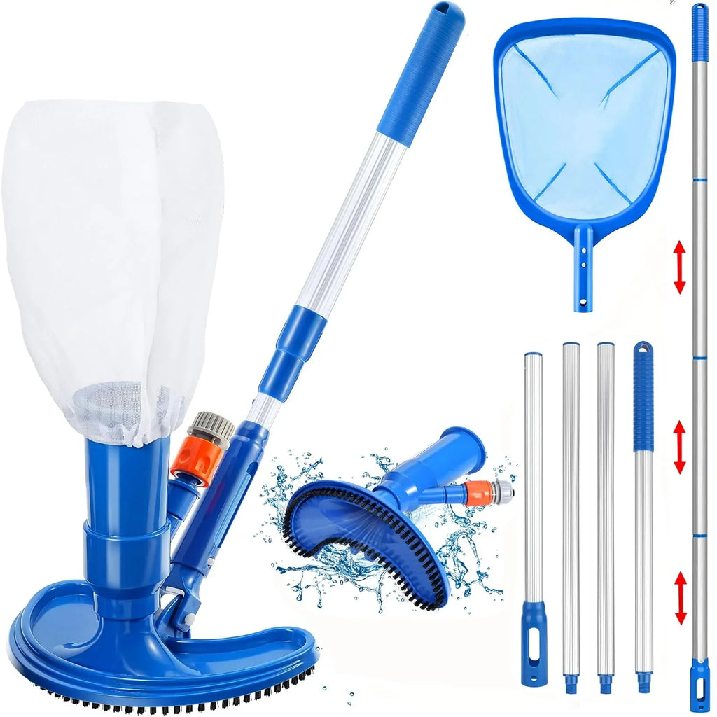 Hose for Spa Handheld Poles with Above Vacuum to Upgraded of Cleaner Ground Garden 60", Portable Jet Pool Vacuum Pool Fountains Handheld Attaches Net, Skimmer Pond Cleaner Pool Section Pool 4