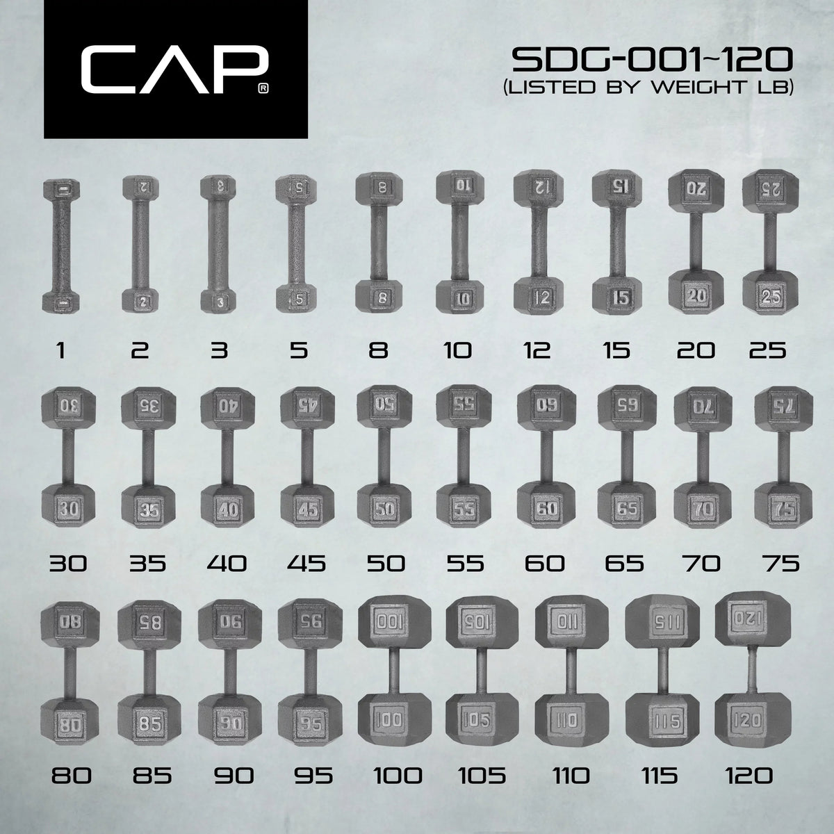 CAP 55lb Dumbbell, Iron Single Cast Hex Barbell