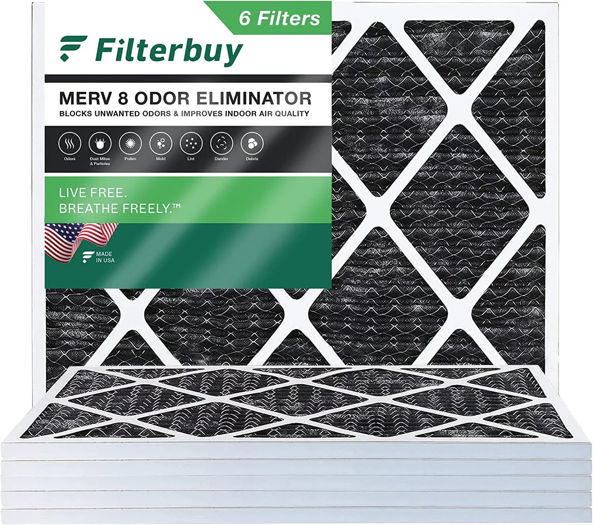 Air AC Eliminator MERV Filterbuy Activated Pleated with Odor HVAC Carbon 20x23x1 8 Furnace (6-Pack) Filters