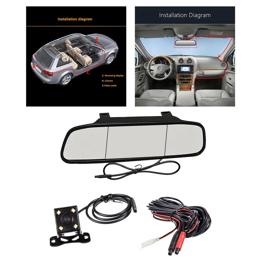 5 Car Rearview Monitor with Camera Inch Auto Display Reversing Mirror Video