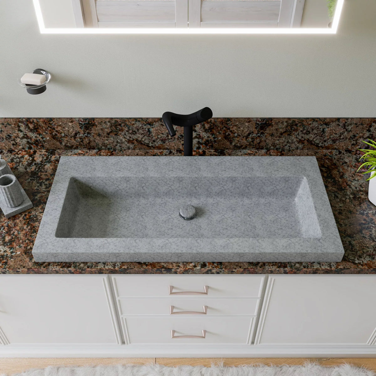 Trough for ABCO40TR Solid ALFI Sink Matte Concrete Bathroom the Gray 40" brand