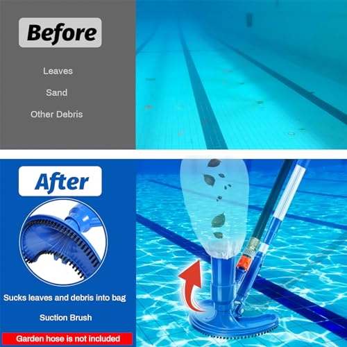 Hose for Spa Handheld Poles with Above Vacuum to Upgraded of Cleaner Ground Garden 60", Portable Jet Pool Vacuum Pool Fountains Handheld Attaches Net, Skimmer Pond Cleaner Pool Section Pool 4