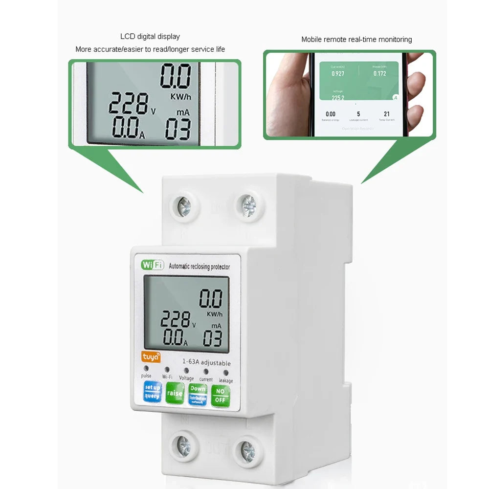Rail Wattmeter Power Energy Din Home 220V 63A Alice Monitor WIFI Timer 110V Meter Google Meter Smart Alexa Life KWh Smart Xiaomi