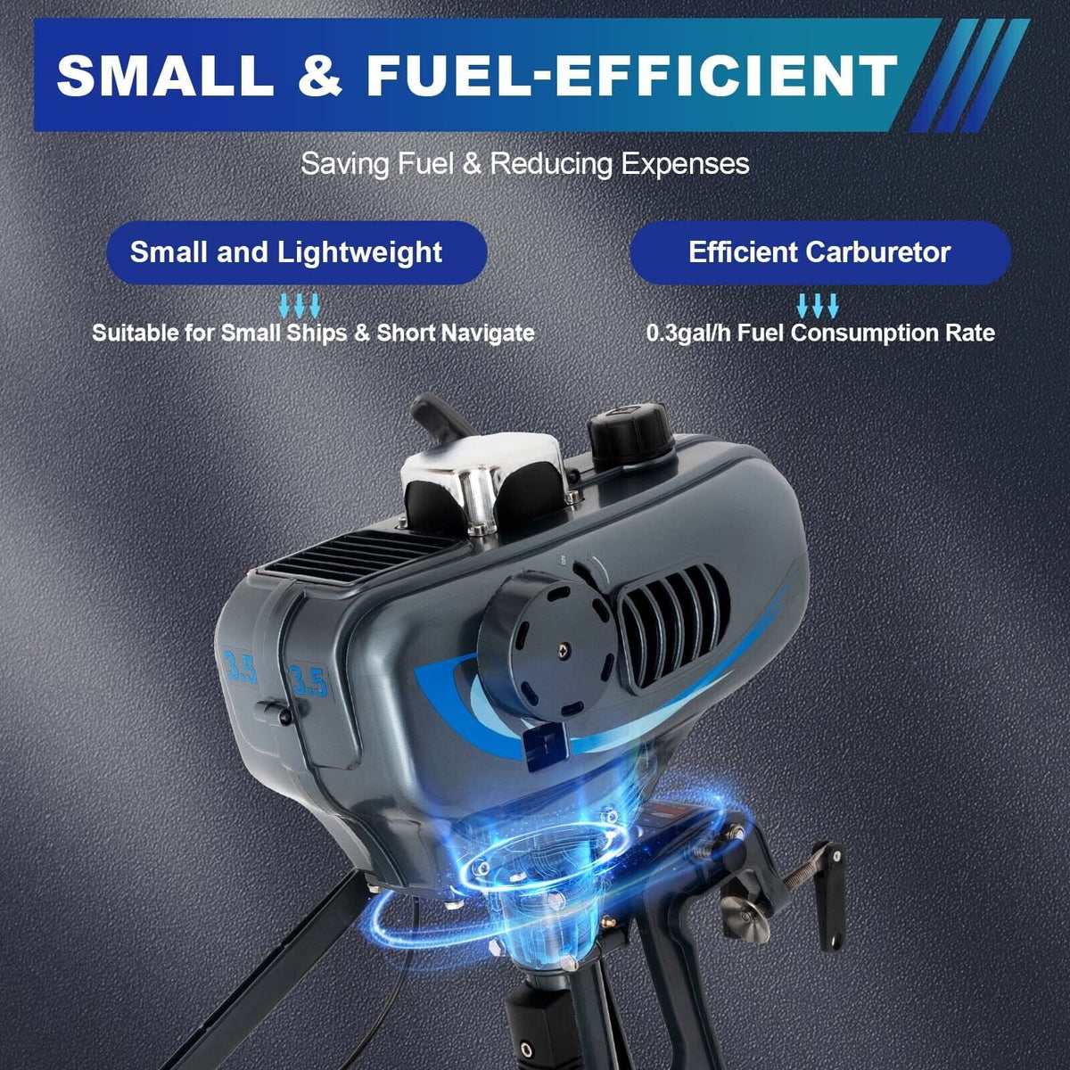HP Water Engine Boat 3.5 Boat Motor Fishing Engine 2-Stroke with System Cooling Outboard