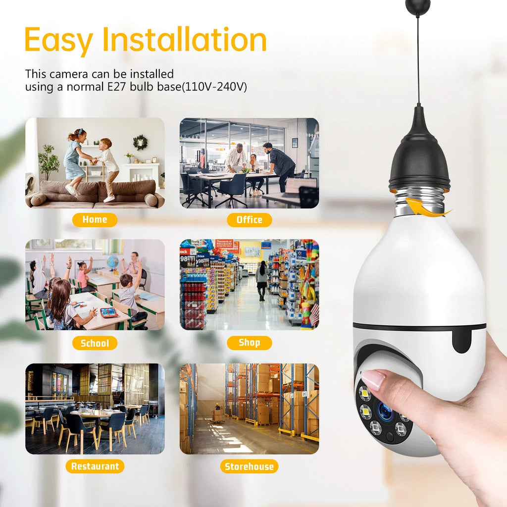Camera Light Bulb 360° Wireless Camera Night Wifi TOGUARD Dome 1080P 2.4G Security Detection Color (2PCS) Remote IP Outdoor, Access 2-Way Vision Motion E27 Audio with Camera