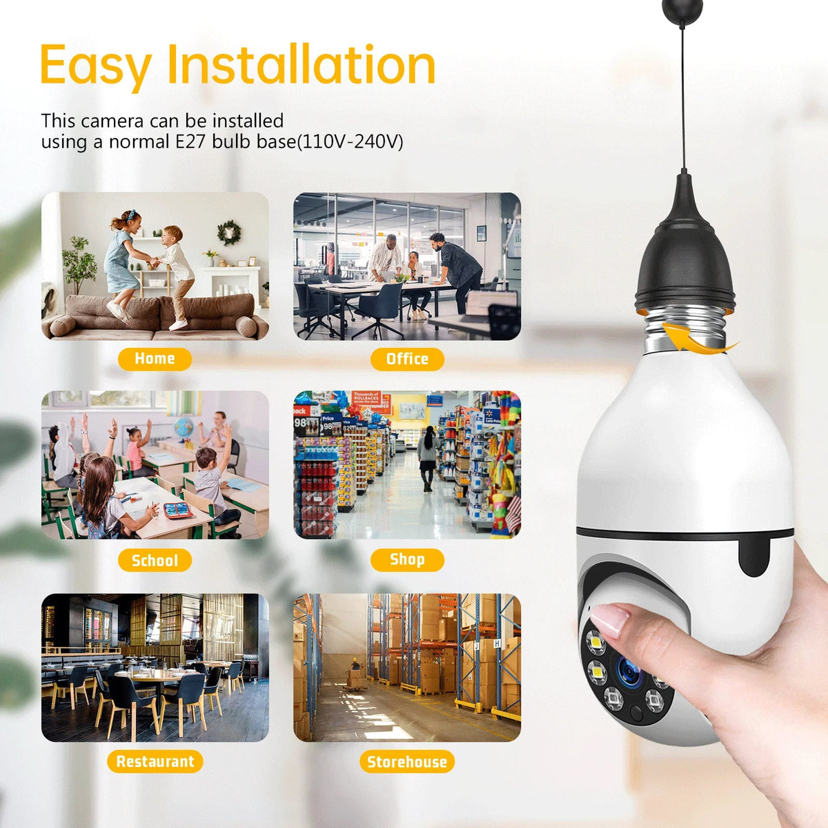 Camera Light Bulb 360° Wireless Camera Night Wifi TOGUARD Dome 1080P 2.4G Security Detection Color (2PCS) Remote IP Outdoor, Access 2-Way Vision Motion E27 Audio with Camera