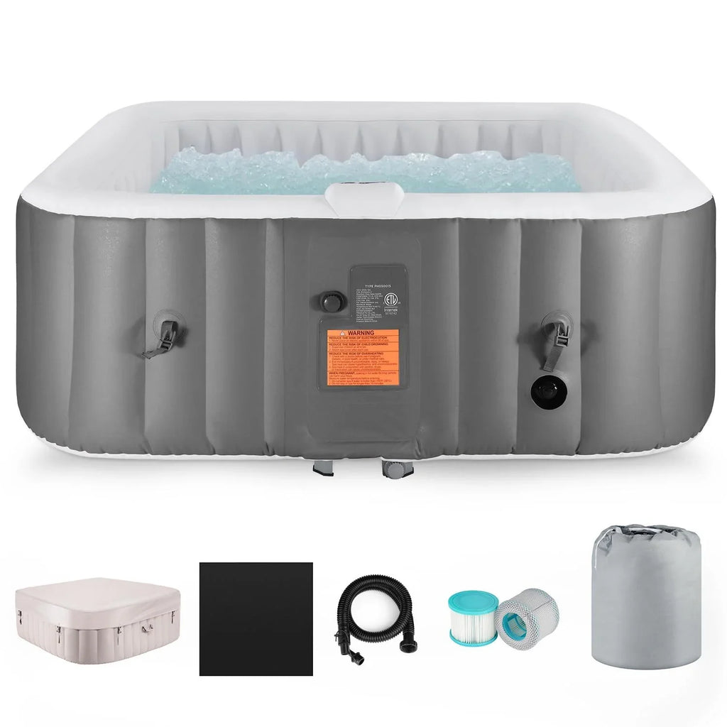Lockable Capacity Hidden for 130 Machine, 104℉, Storage Tub Home Jets, 910L 73''Inflatable Hot Cover, Mat, Spa 6 Bag, Tub, with Indoor Hot Outdoor Massage Person Max