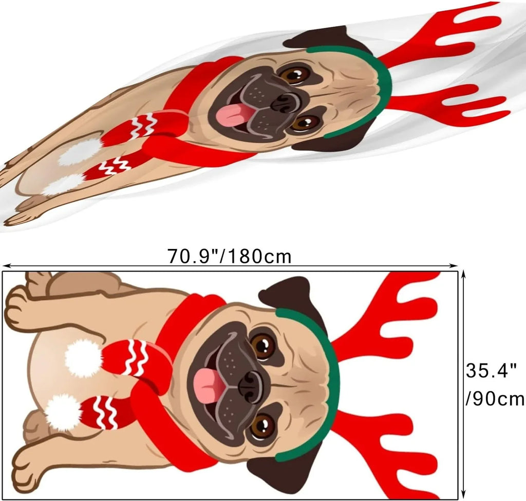 Wrap Pug Girls Long Lightweight Silk Scarves Women Scarf Neck Shawl Dog for White Christmas Hyjoy On
