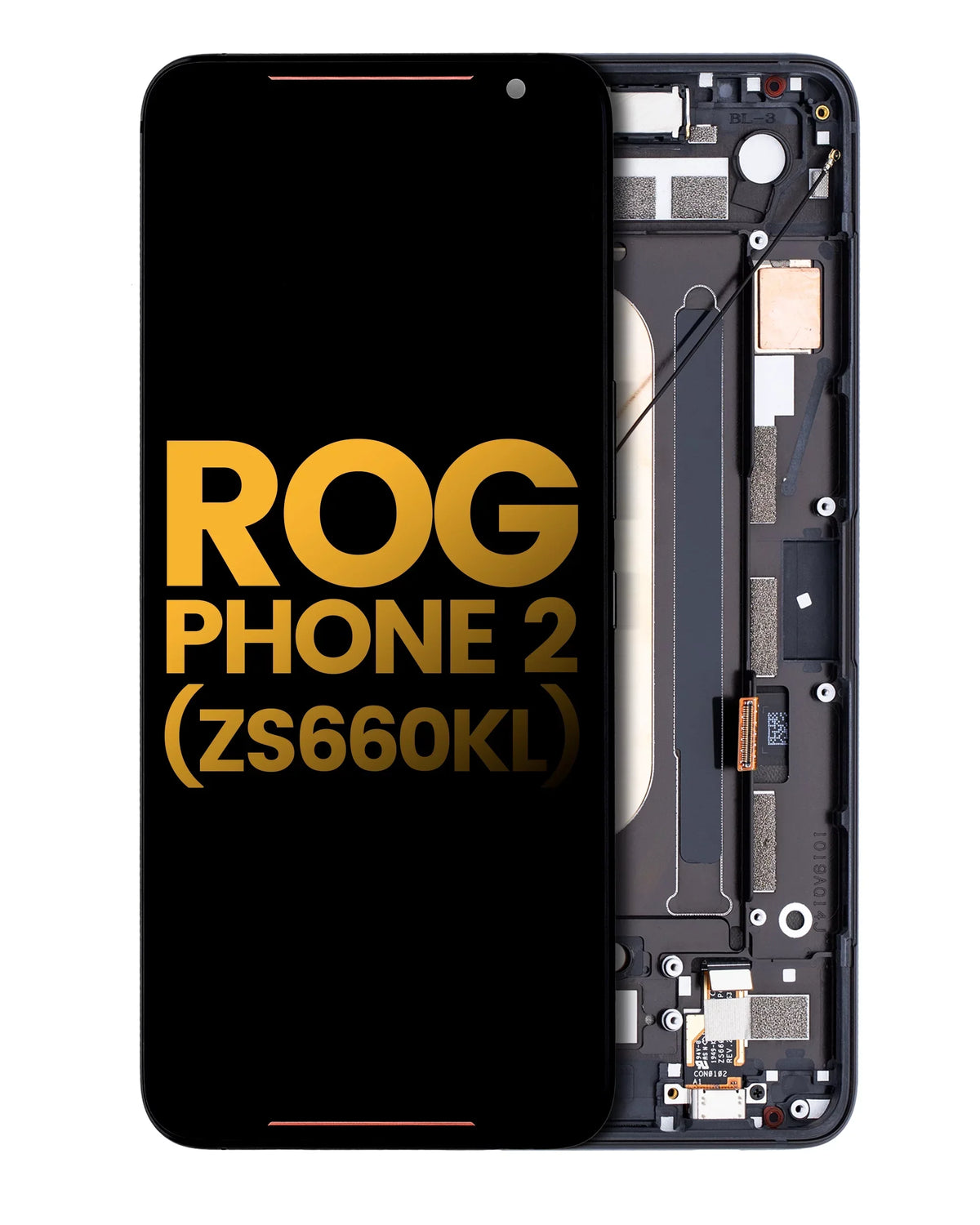 Phone ROG 2 For Asus (Refurbished) OLED Compatible (Matte Assembly (ZS660KL) Replacement Frame Black) With