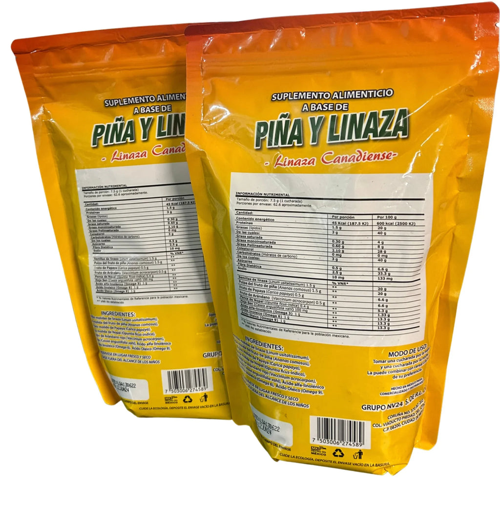 Piña Canadiense- Omega -Linaza 2 -470 - 3-6-9 Linaza Pack y gr. GN+Vida