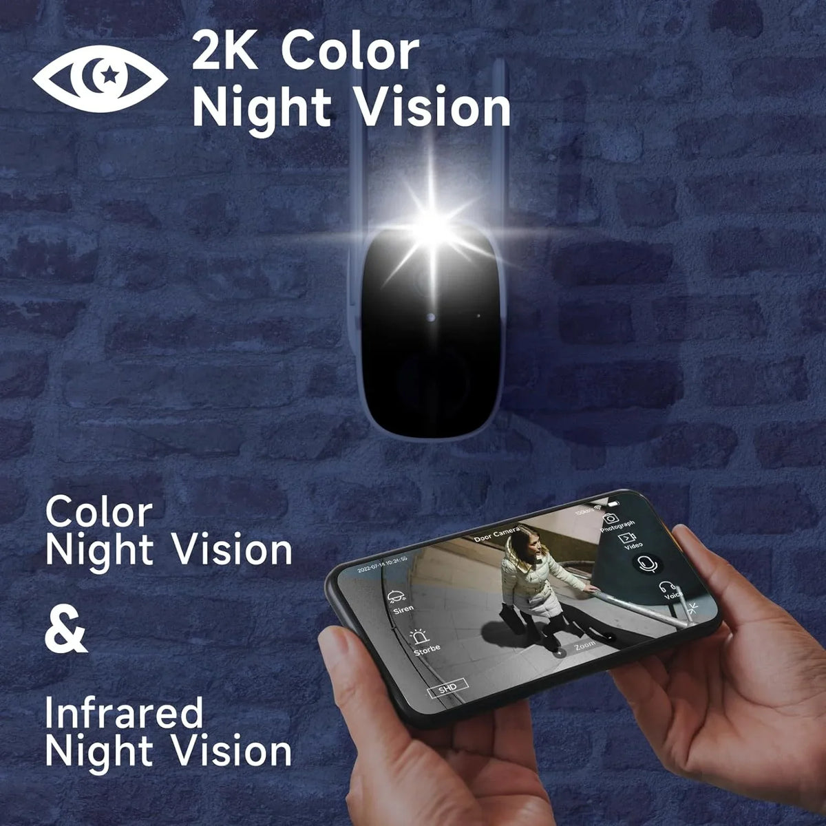 BW4PLUS-SP, Talk, Way Alexa, Rraycom Compatible WiFi with Surveillance Solar Night 2K Color Solar Outdoor, Vision, with Camera Camera Powered Siren, Spotlight System & 2 Security BW4P-SP-W-4PC