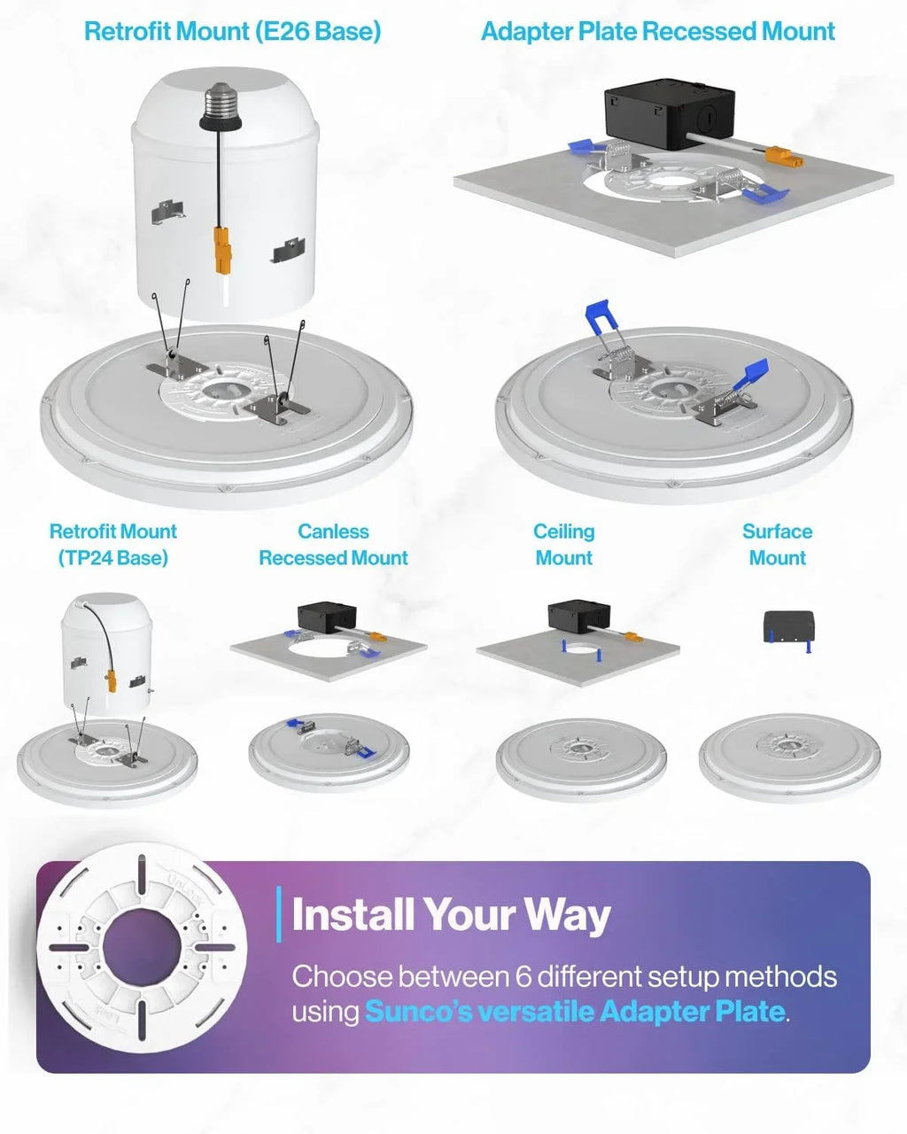 Energy Mount RGB ETL LED Home Light Amazon Night 13 24W Alexa Light Sunco LED 2500LM Pack for Flush Compatible Color Google Kitchen Inch Star Smart Ceiling Fixture Hallway 4 Bedroom Changing