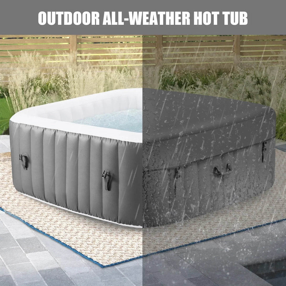 Lockable Capacity Hidden for 130 Machine, 104℉, Storage Tub Home Jets, 910L 73''Inflatable Hot Cover, Mat, Spa 6 Bag, Tub, with Indoor Hot Outdoor Massage Person Max