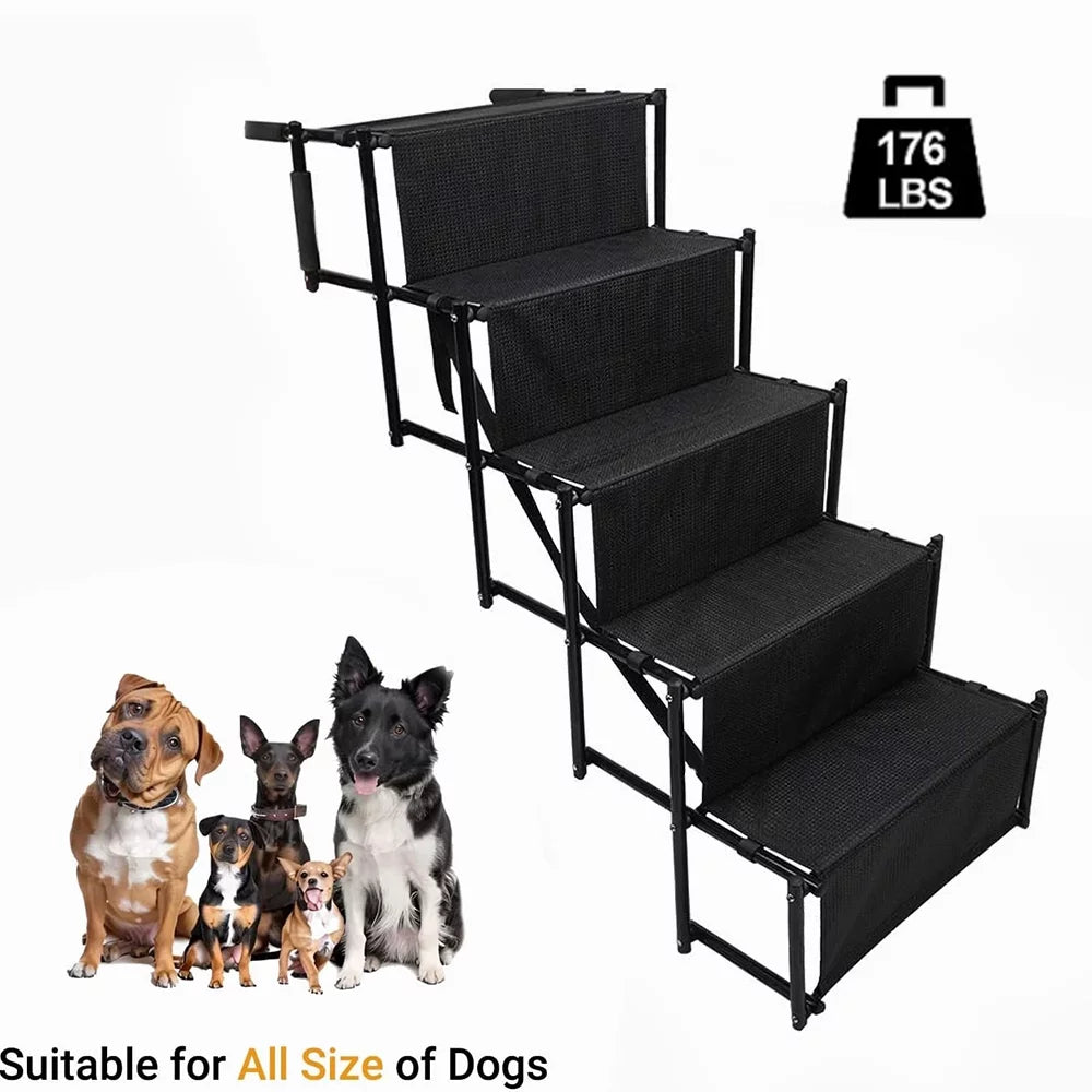 Nonslip Stairs Steps Stairs,Lightweight Portable 4 Foldable for Ramp,Metal Pet High Frame Beds,Trucks,SUV,Car Sunb