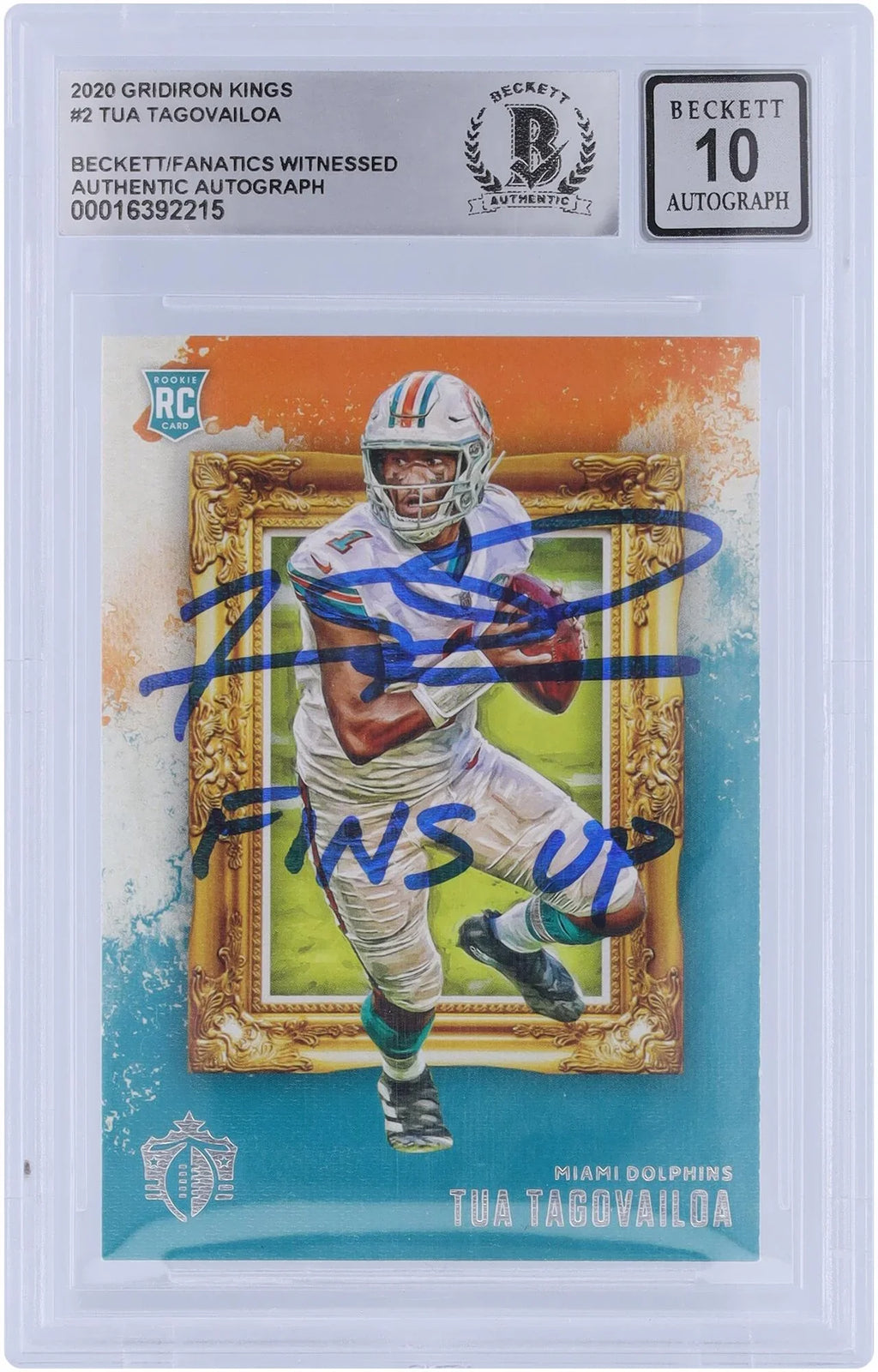 Gridiron Up" Inscription Rookie Fanatics Fanatics "Fins Dolphins - Authenticated Chronicles #GK-2 10 Panini Autographed Beckett 2020 Certified Card Miami Tua Witnessed with Authentic Kings Tagovailoa