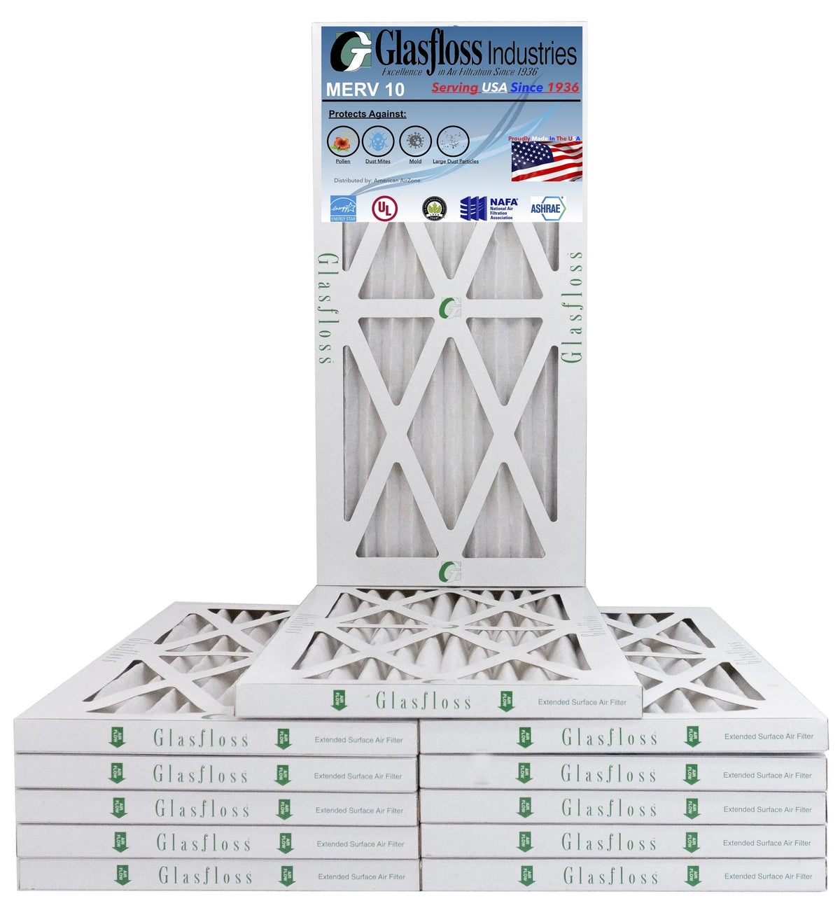 '- Size: 29.5x7/8 in Furnace Glasfloss inch) -Qty:12 - USA Made MERV 7.5 Filter 10 (Actual Air 8x30x1 - x