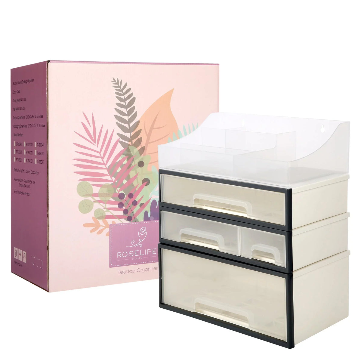 Pieces, 5 box storage Organizer, [TFAC] Transparent 4 use, 4 ROSELIFE multi-scene Slots, for Drawers, Desktop Organize