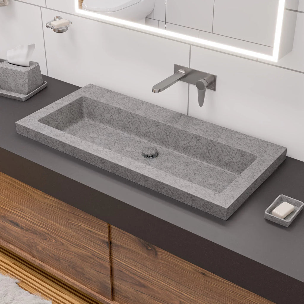 Trough for ABCO40TR Solid ALFI Sink Matte Concrete Bathroom the Gray 40" brand
