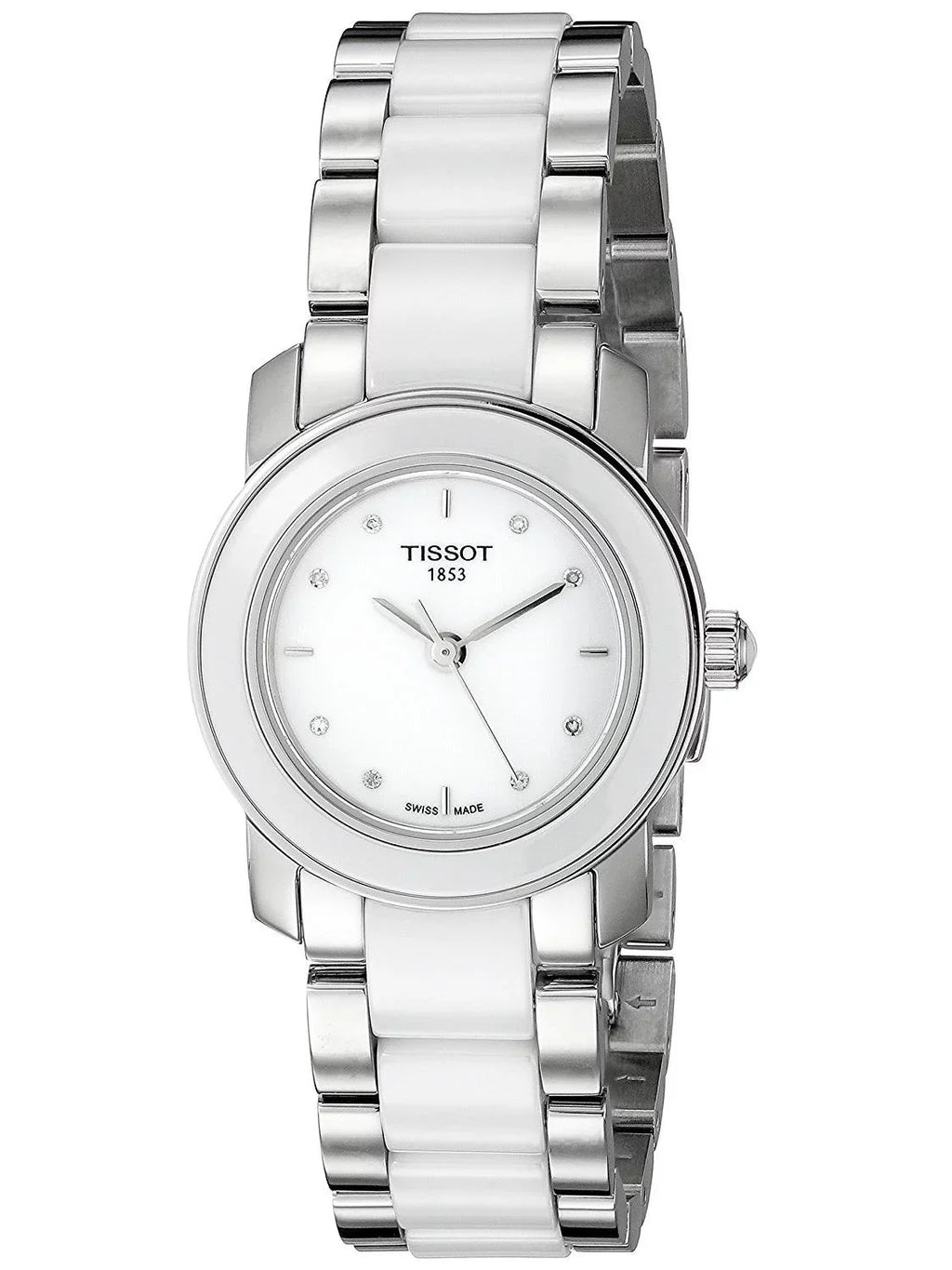 Watch T-Trend Quartz Tissot Women's Steel Tone White T064.210.22.016.00 Ceramic Band Case Dial Two 28mm