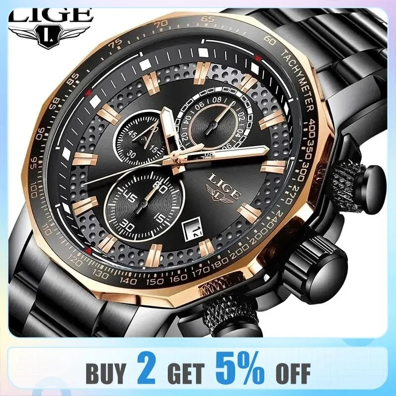 Chronograph Clock Full Mens white Men Homme Montre Top Waterproof New Big Quartz Dial Brand Luxury Watches Sport silver Steel Watch