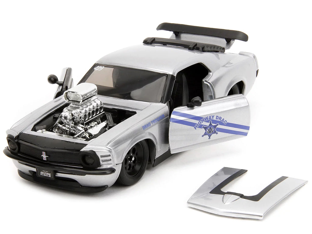 Trooper 429 Jada Drag Boss 1970 Car Diecast Mustang by - Muscle Series Model Highway 1/24 Bigtime Drag Ford Metallic Silver