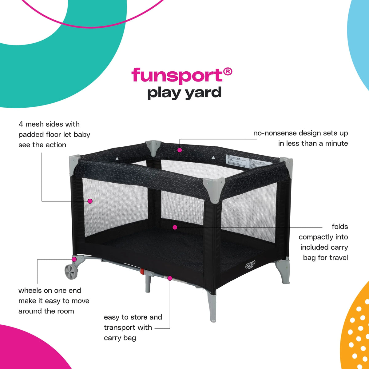 Bag, Funsport Dot Portable Play Cosco Carry Compact Yard Noir Kids with Baby