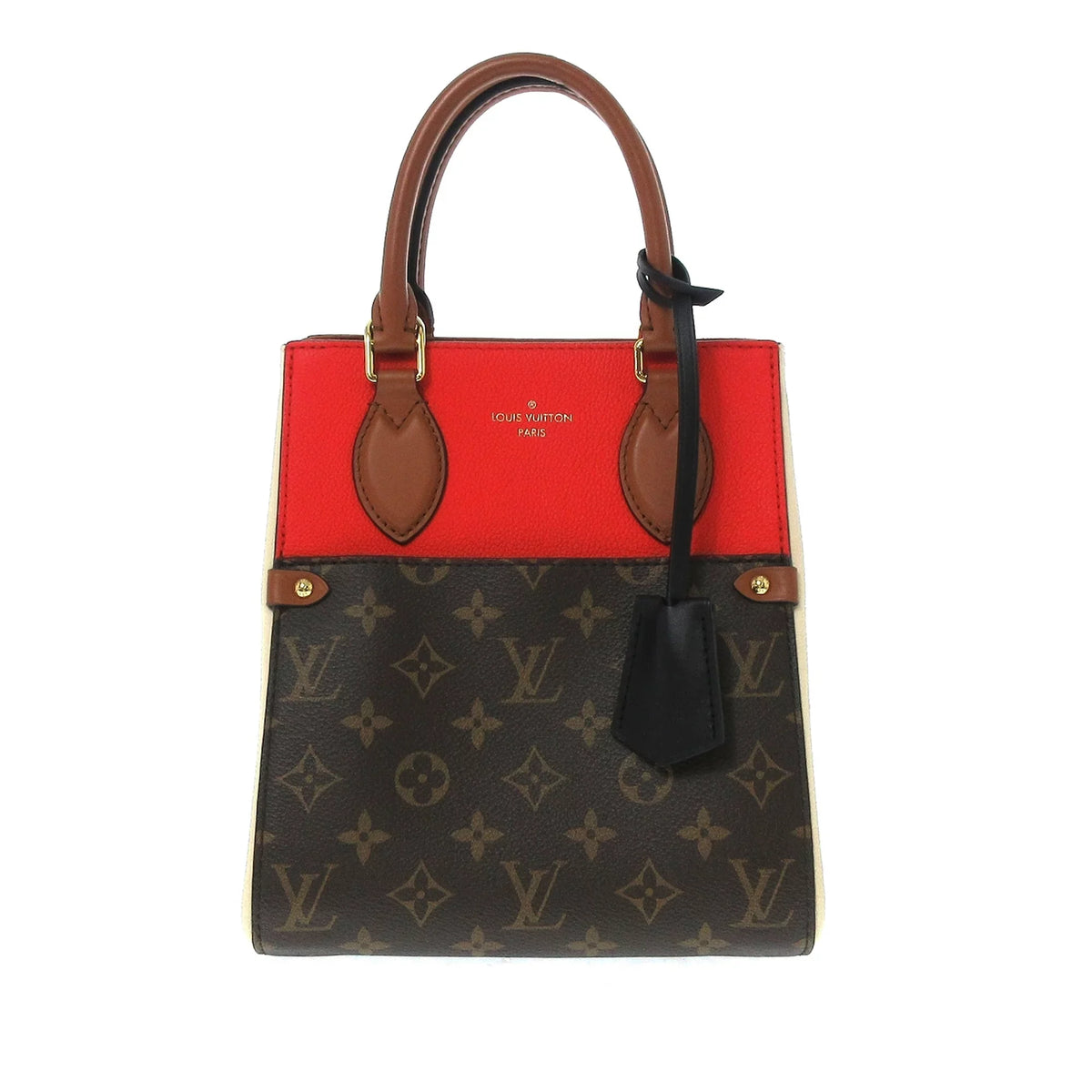 Fold PM (Good) Satchel Authenticated Canvas Louis Pre-Owned Brown Tote Vuitton Unisex Monogram