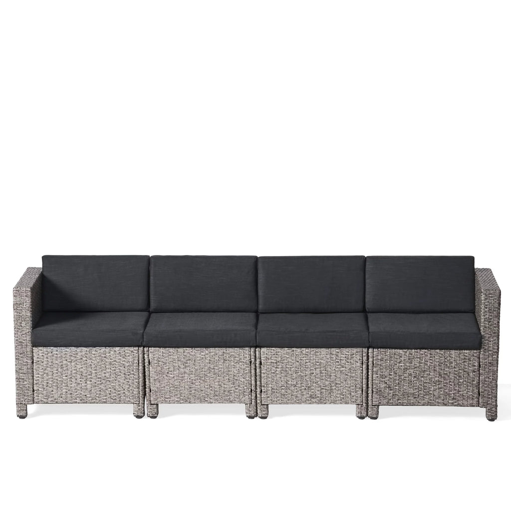 Sectional Black Gray Venice Cushions, Dark GDF Outdoor Wicker 4 Mixed Sofa and with Seater Studio