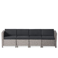 Sectional Black Gray Venice Cushions, Dark GDF Outdoor Wicker 4 Mixed Sofa and with Seater Studio