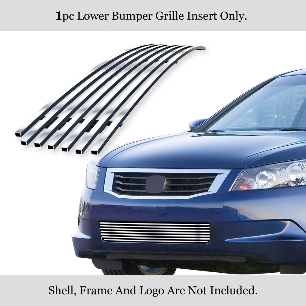 APS Billet Chrome Steel 8x6 Compatible Sedan N19-S09566H Accord Bumper 2008-2010 Stainless Lower Premium Grille Honda with