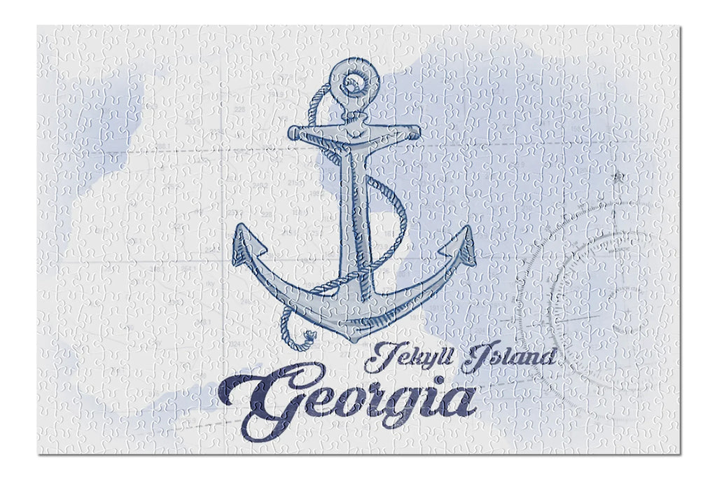for Piece Anchor, Family, Georgia, in and Island, 500 Puzzle Blue, inches, Icon Coastal (19x27 Jigsaw Adults Premium Made Jekyll USA)