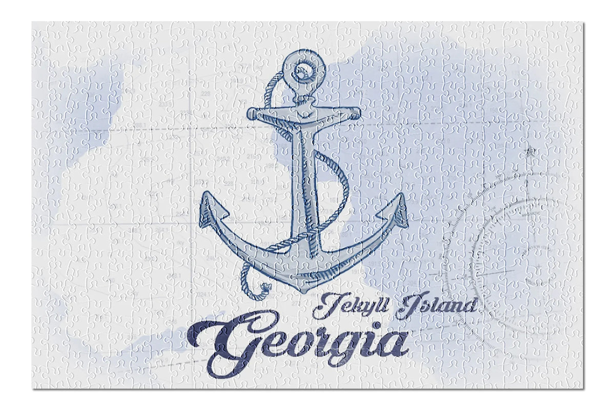 for Piece Anchor, Family, Georgia, in and Island, 500 Puzzle Blue, inches, Icon Coastal (19x27 Jigsaw Adults Premium Made Jekyll USA)