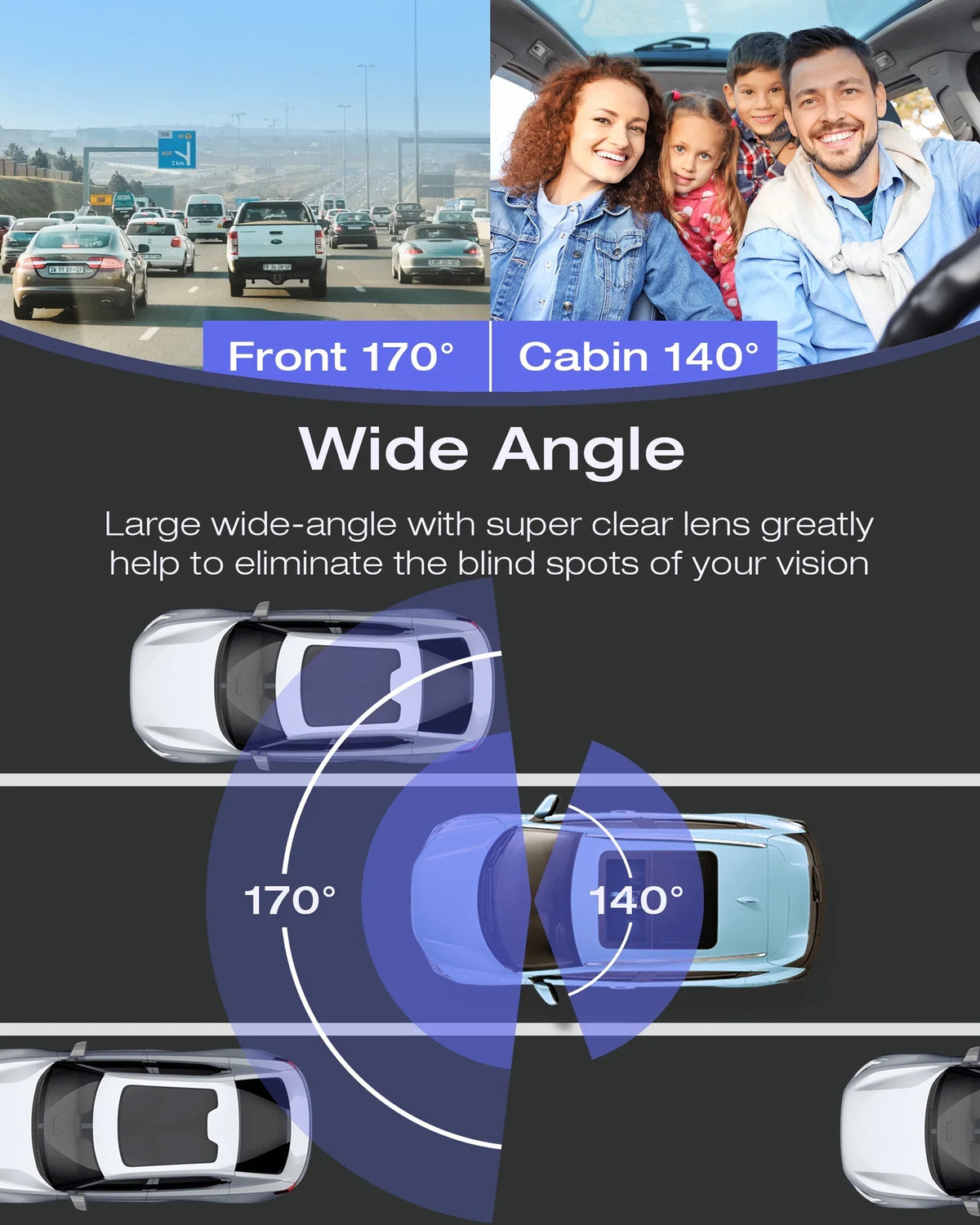 Front 720P with Camera, Screen Uber IR 1080P inch Night 1.5 Cabin LCD Cam Dash FHD Dash Dual Inside Toguard Vision, and