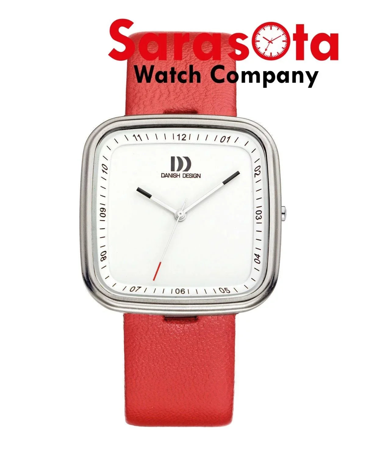 Design IV24Q1003 Watch Steel Quartz Dial Red Leather Women's White Danish