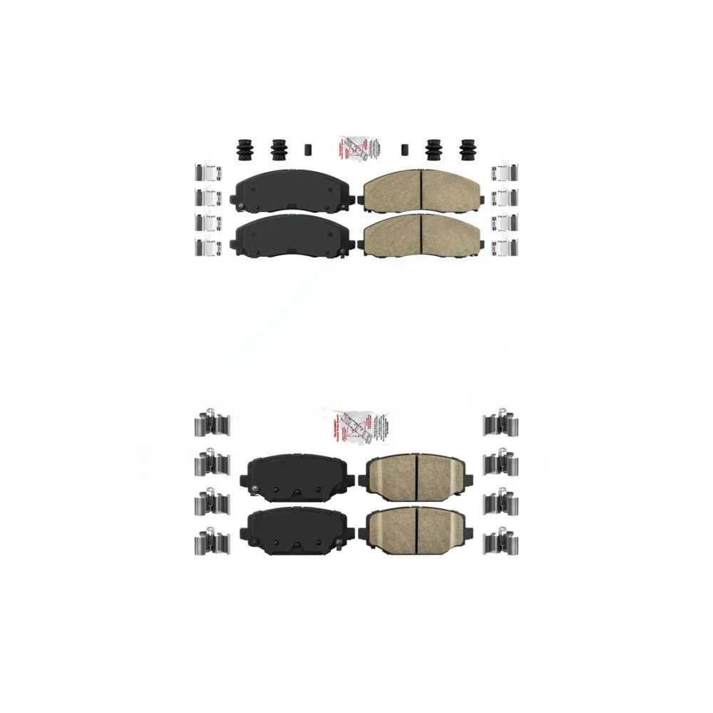 C/V Town Country Caravan Disc AmeriBRAKES KNF-100018 Front & Ram Brake Chrysler Grand Dodge Journey For Ceramic Pads Kit Rear