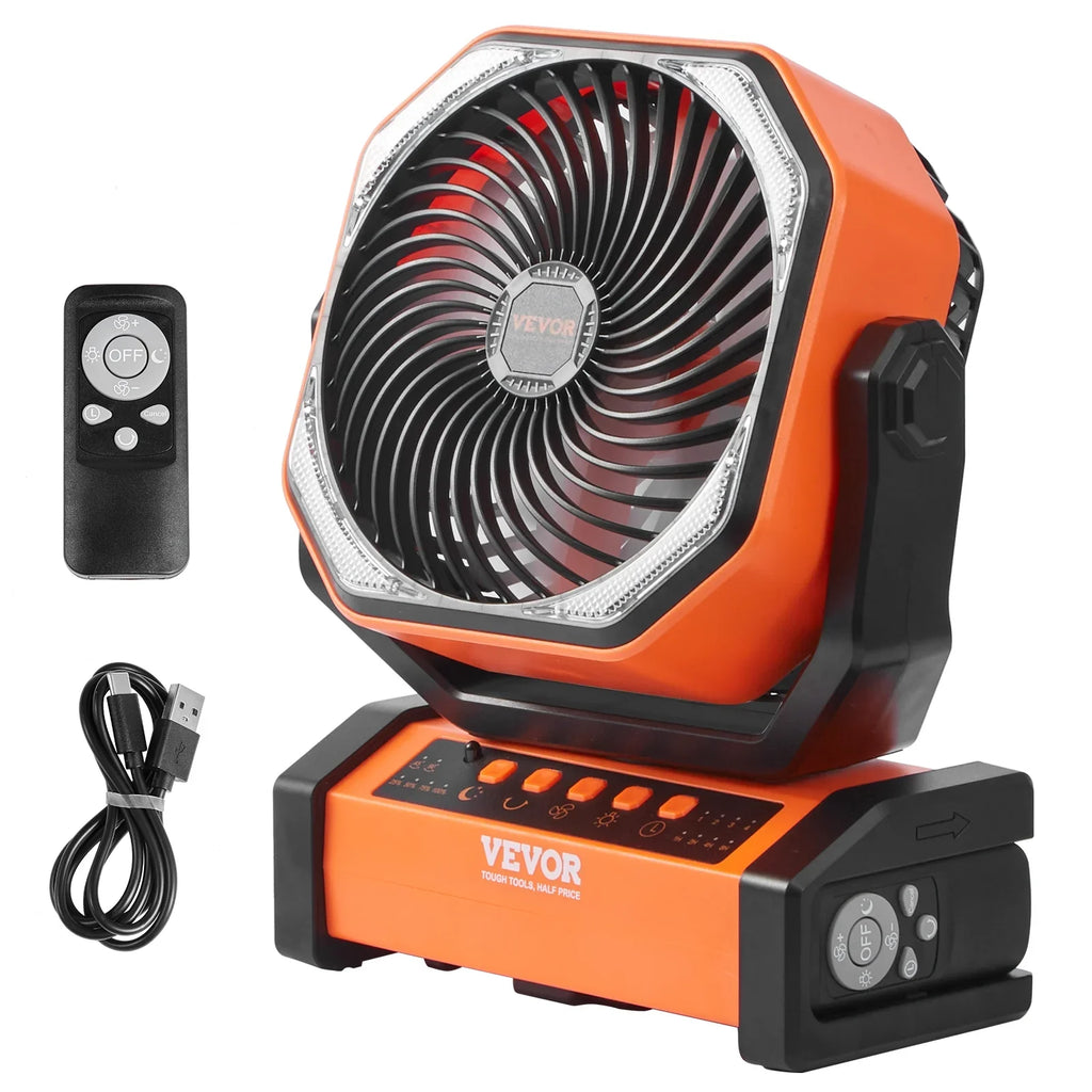 Portable with LED 4 Fan Rechargeable Timer Lantern Swivel inch Speeds SKYSHALO 9
