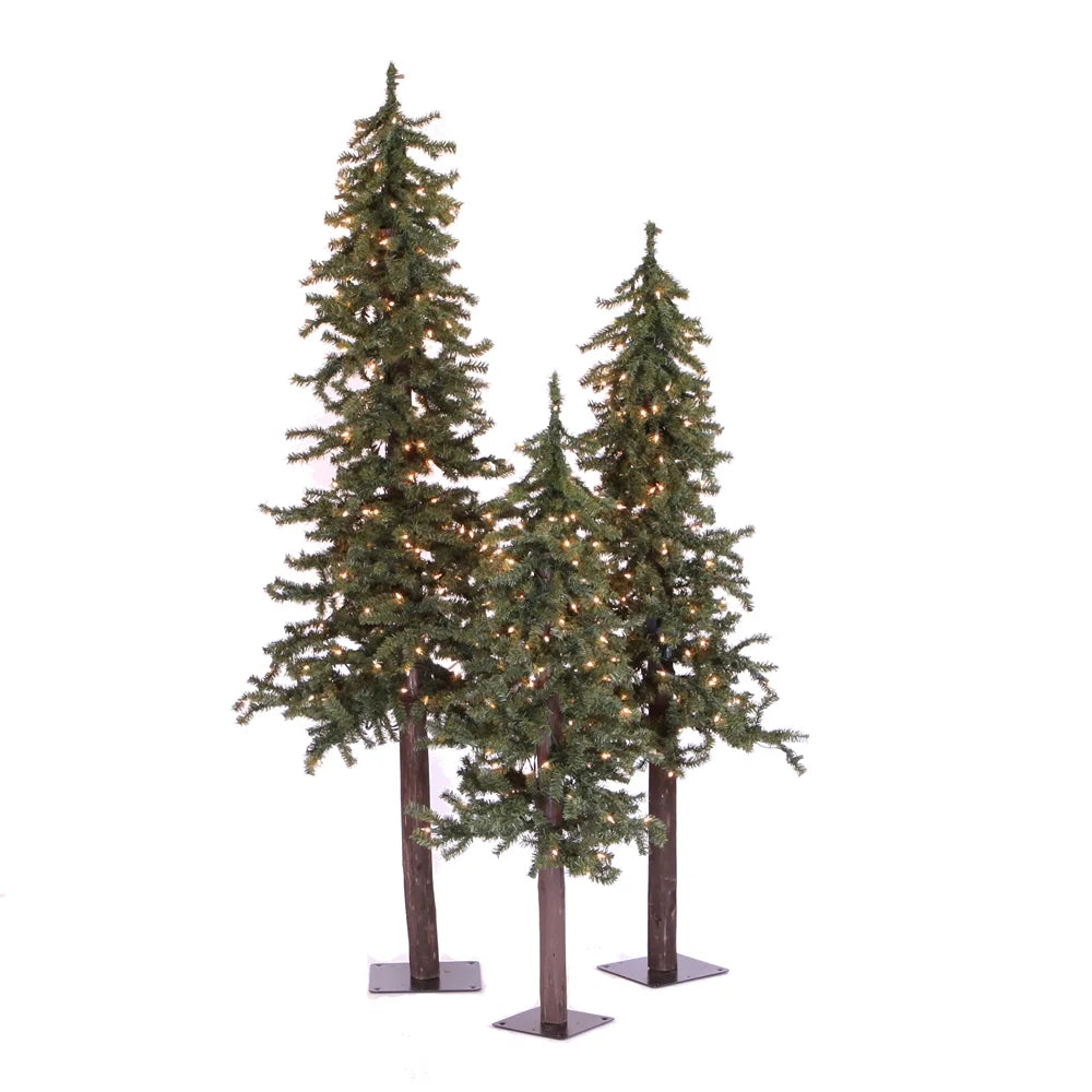 5' Alpine 4' Clear Artificial Set, Lights 6' Vickerman Incandescent Christmas Tree Natural
