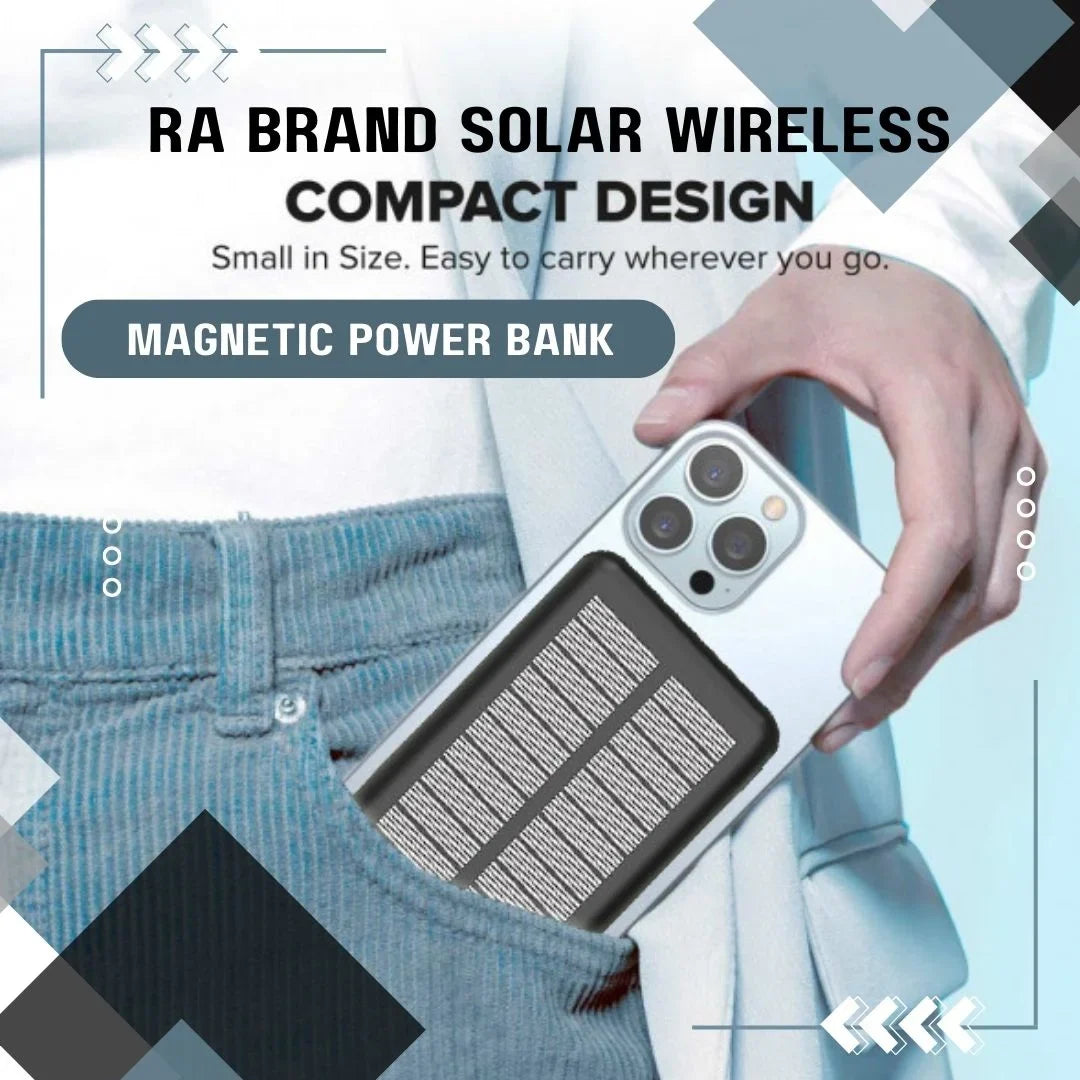 Charging Rabrand 5000 Phone Charger Solar Power Wireless Fast Magnetic Mah Magsafe Bank, Portable