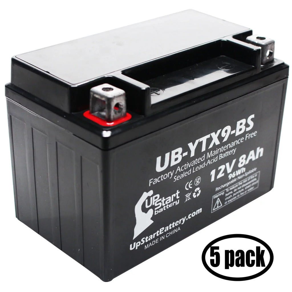 8Ah, - Activated, 1999 Motorcycle UB-YTX9-BS Battery for GSX-R600 5-Pack Maintenance 12V, Free, Battery Suzuki Replacement 600CC UpStart Factory