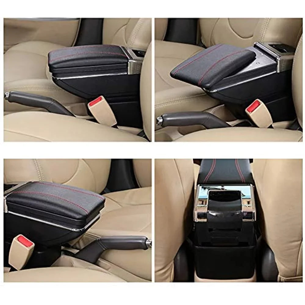 Leather For Versa Console Rotatable Tiida Armrest Latio Nissan OUKANING Center Parts Box Storage Automotive Black Body Automotive 2007-2011