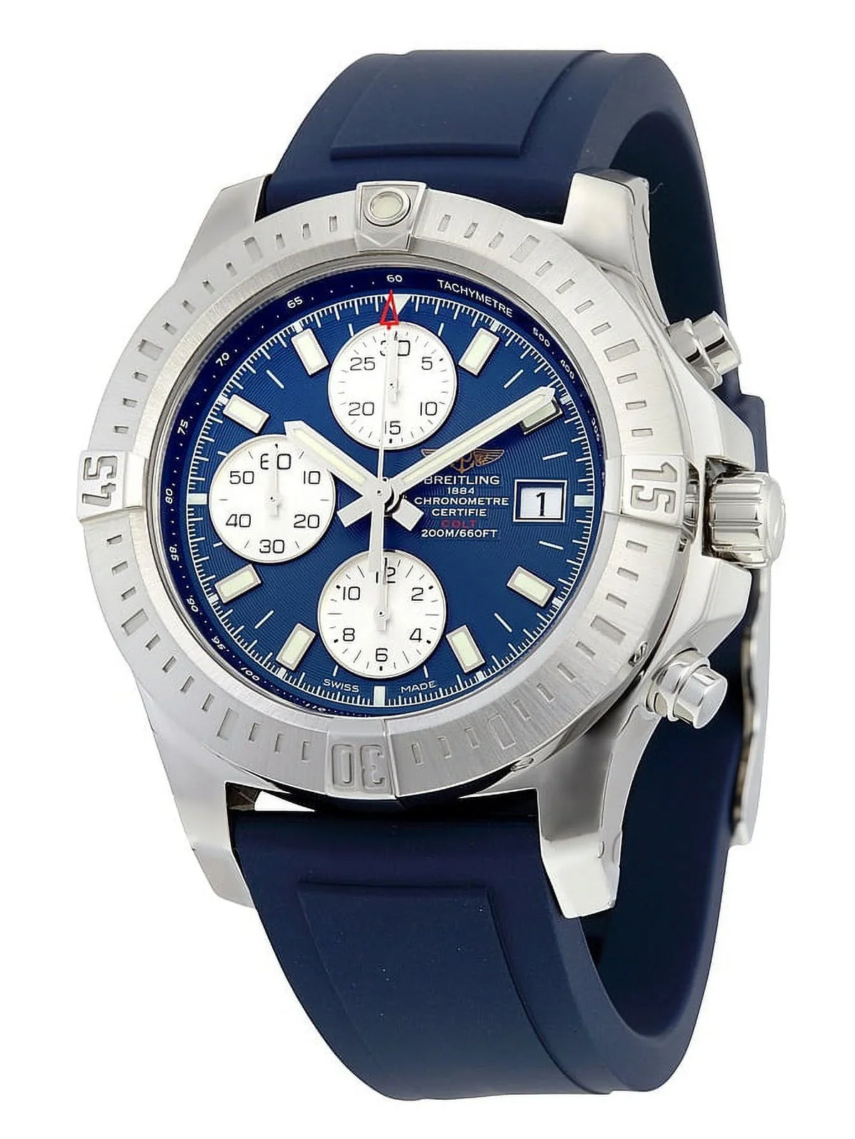 Mens Colt Blue Dial Automatic Blue Breitling Watch Rubber Chronograph A1338811-C914BLPT