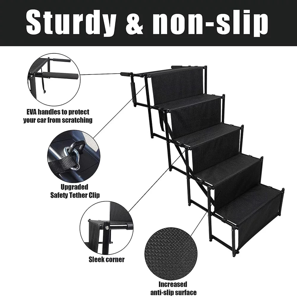 Nonslip Stairs Steps Stairs,Lightweight Portable 4 Foldable for Ramp,Metal Pet High Frame Beds,Trucks,SUV,Car Sunb
