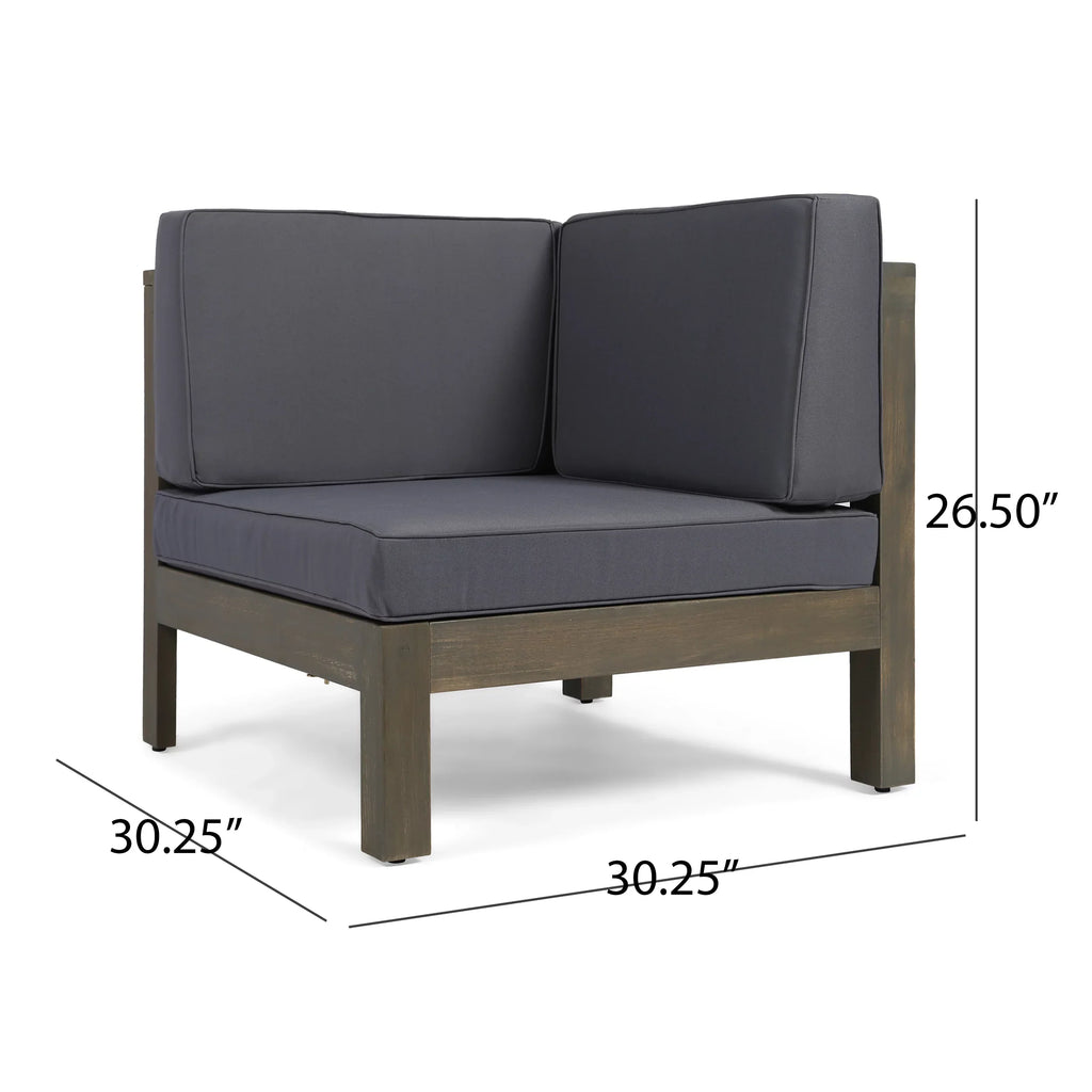 Sectional Gray, Black, Acacia 8 Gray, Gloss Sofa Fire Seater Set Pit Kolten Modern Holder, Wood and Outdoor Tank with Dark