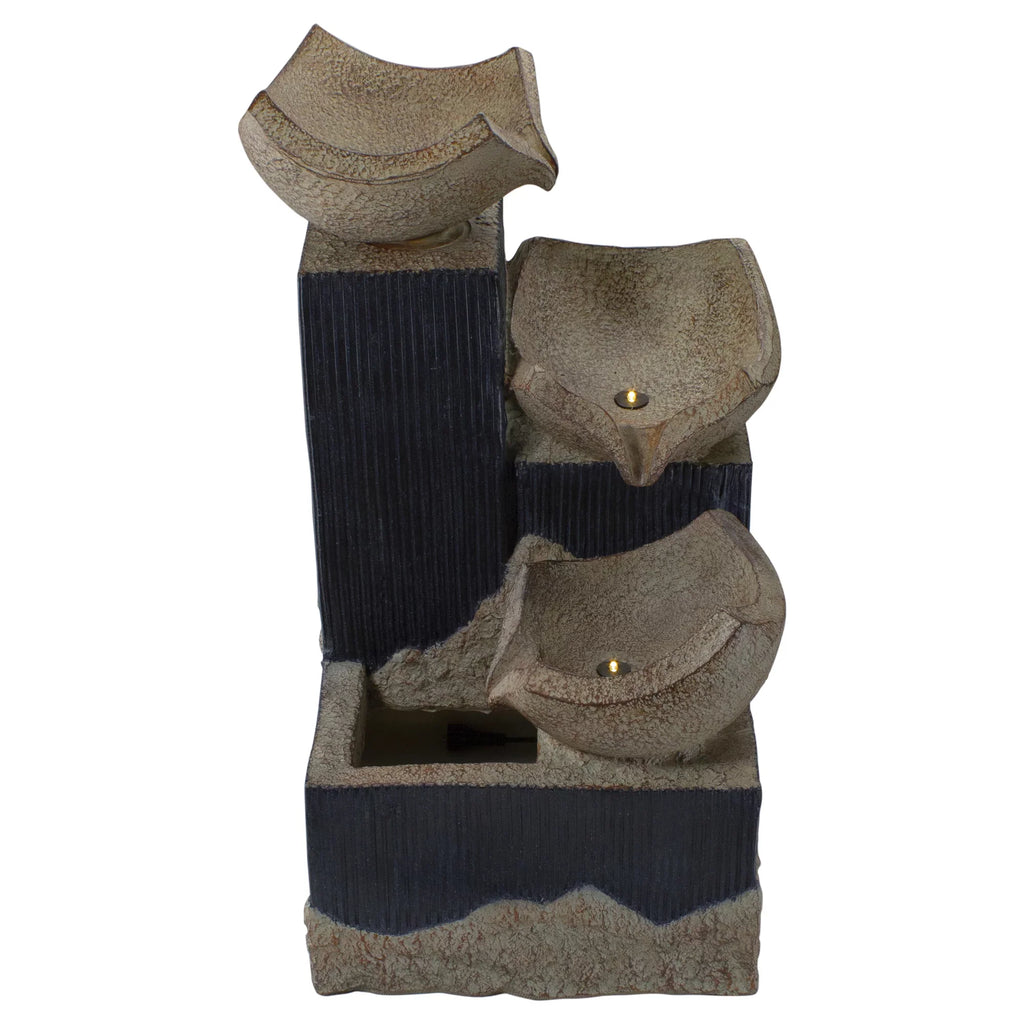 Northlight Outdoor Fountain Bowl LED Water Lighted 3-Tier Cascading 21"