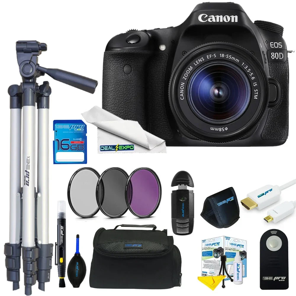 EOS Kit Camera Basic 18-55mm 80D Canon Lens 16GB Expo with DSLR +