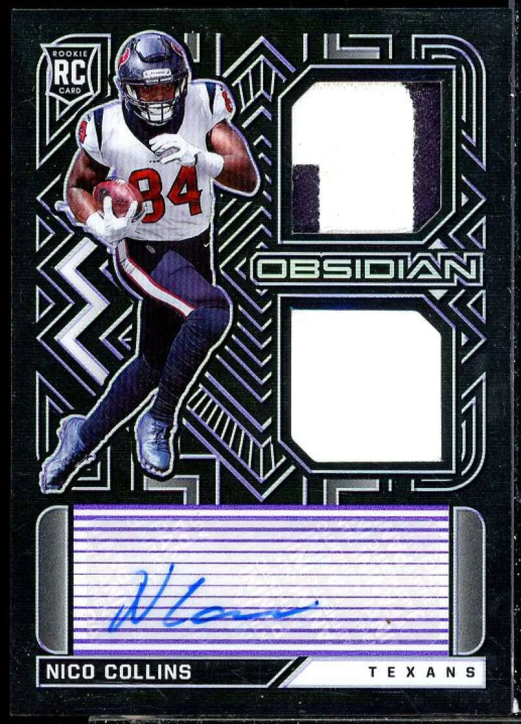 Purple Collins Panini Rookie Ink 2021 Obsidian Nico #30 Electric Etch Jersey